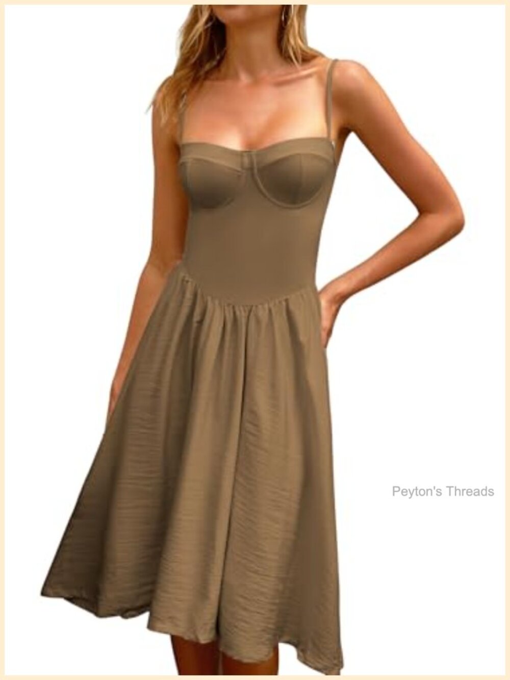 Sweetheart Neck Corset A-Line Midi Sundress Spaghetti Strap Summer Dress